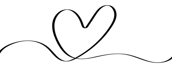 Heart. Abstract love symbol. Continuous line art drawing vector illustration
