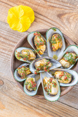 Wall Mural - Baked half shell mussels