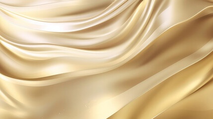 Wall Mural - A cream and gold textile background with a smooth, flowing wave pattern.Luxury and elegance, ideal for wedding designs, high-end fashion, and sophisticated business projects. Generative AI.