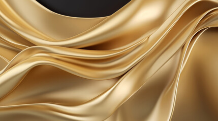 Wall Mural - A cream and gold textile background with a smooth, flowing wave pattern.Luxury and elegance, ideal for wedding designs, high-end fashion, and sophisticated business projects. Generative AI.
