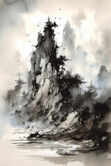 Wall Mural - chinese outdoor ink landscape painting