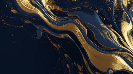 Wall Mural - luxury background, captivating blend of gold and deep blue, creating an abstract design. liquid art.
