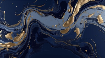 Wall Mural - luxury background, captivating blend of gold and deep blue, creating an abstract design. liquid art.