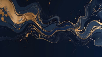 Wall Mural - luxury background, captivating blend of gold and deep blue, creating an abstract design. liquid art.