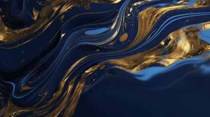 Wall Mural - luxury background, captivating blend of gold and deep blue, creating an abstract design. liquid art.