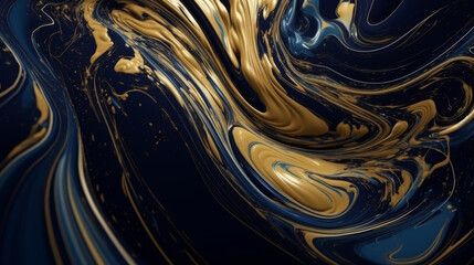Wall Mural - luxury background, captivating blend of gold and deep blue, creating an abstract design. liquid art.