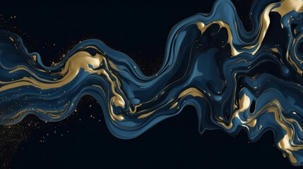 Wall Mural - luxury background, captivating blend of gold and deep blue, creating an abstract design. liquid art.