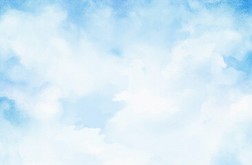 blue sky clouds, pastel colors, watercolor illustration