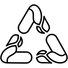Fototapete - Biodegradable Icon. Recycle Leaf Symbol. Line Icon Vector Stock 
