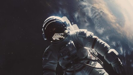 Wall Mural - Space suits isolated on space background.  Motion. Ai generated