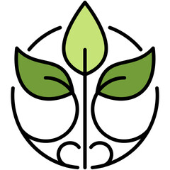 Fototapete - Biodegradable Icon. Recycle Leaf Symbol. Line Filled Icon Vector Stock 