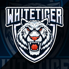 angry white tiger badge emblem esport log