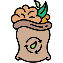 Fototapete - Compost Icon. Bio Degradable Symbol. Line Filled Icon Vector Stock 