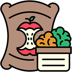 Fototapete - Compost Icon. Bio Degradable Symbol. Line Filled Icon Vector Stock 