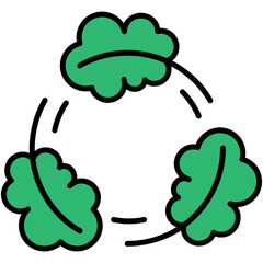 Fototapete - Biodegradable Icon. BPA Free Leaves Symbol. Line Filled Icon Vector Stock 
