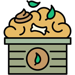 Fototapete - Compost Icon. Bio Degradable Symbol. Line Filled Icon Vector Stock 