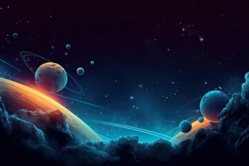 Wall Mural - illustration on the topic of outer space, interstellar travels, universe and distant galaxies.