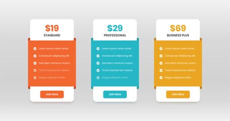 Wall Mural - minimalistic abstract pricing comparison list template design