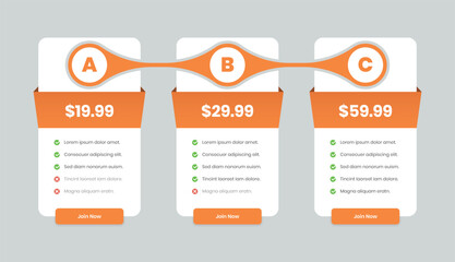 Wall Mural - modern subscription pricing comparison list with abstract shapes and checklist