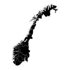 Canvas Print - Norway map with county. Vector illustration.