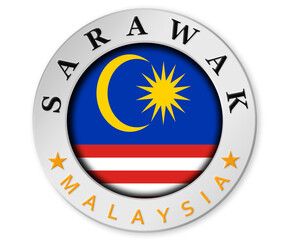 Wall Mural - Silver badge with Sarawak and Malaysia flag