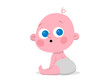 © Amir - Surprised Baby Sitting on the Floor Cute Cartoon Style Spot Illustration