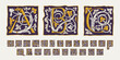 Alphabet drop cap set. Square medieval initials with gold texture and white vine. Renaissance calligraphy emblems.