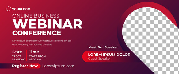 Wall Mural - Online seminar and webinar horizontal banner promotion template design