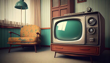 Retro Television From The Fifties, Old Fashioned Vintage