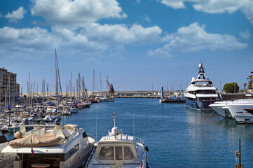 Poster - Port Lympia with luxury yachts and sailboats in Nice France