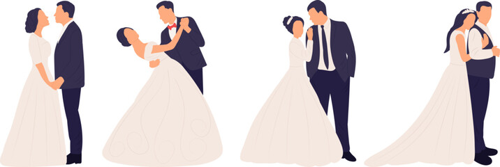 Sticker - bride and groom isolated vector