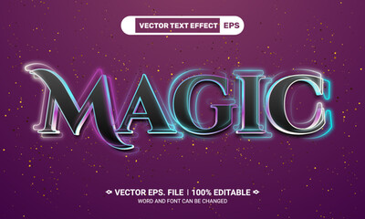 Magic 3d vector text effect on purple background