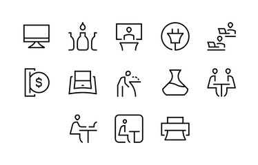 Freelance and Work at Home Icons Set. Collection of linear simple web icons
