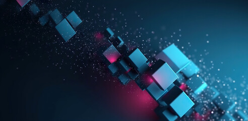 Poster - Modern digital abstract 3D background. Copy space. Based on Generative AI