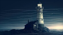 A Minimalist Line Drawing Of A Lighthouse. (ai Generate)