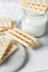 Sticker - Vanilla wafers on a marble plate, wafer cookies filled with vanilla cream