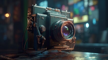 An illustration of a vintage camera (ai generate)
