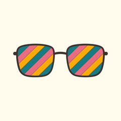 Wall Mural - Groovy sunglasses icon. Retro psychedelic glasses.Vector illustration in 70s, 80s style.Vector illustration