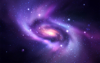 Wall Mural - Space vector background with realistic spiral galaxy and shining stars