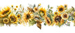 decorative seamless sunflowers border