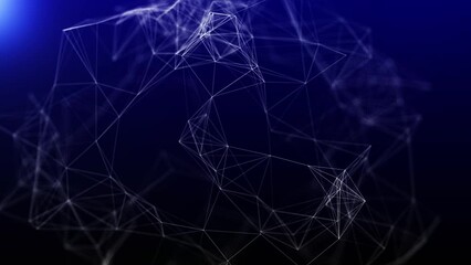 Poster - Digital blue background with dots and lines. Big data visualization. Network connection structure. 3D rendering.