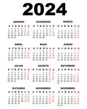 Spanish Calendar For 2024. The Week Starts On Monday. Vertical Editable Vector Template. A4, A3. Spanish Calendar For 2024.