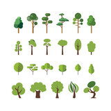Fototapeta Fototapety na ścianę do pokoju dziecięcego - Set of original trees on white. Trees of different types for origami. EPS10. Vector illustration