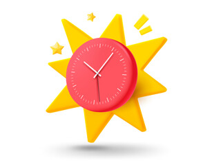 Fototapete - Clock with explosion effect. 3d vector mobile application icon with notification