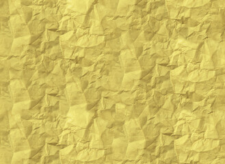 Poster - Yellow crumpled paper background, blank rough wrinkled texture
