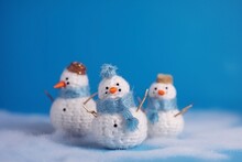 Illustration, Small Knitted Snowmen, Generative Ai