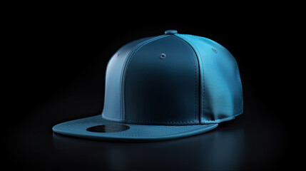 Wall Mural - Blue snapback on a black background. Mock up design.