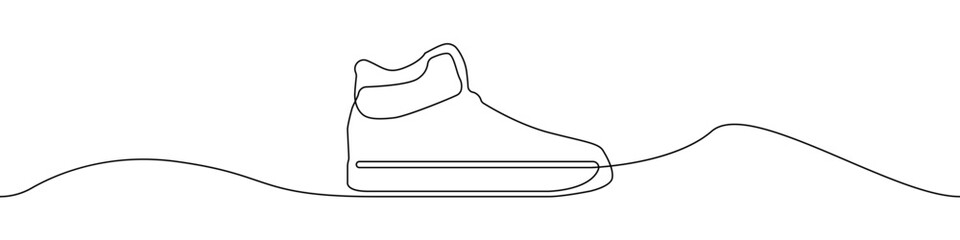 Poster - Continuous one line drawing of sneakers vector. Shoe line icon sneaker vector. Vector illustration. Linear shoe design.