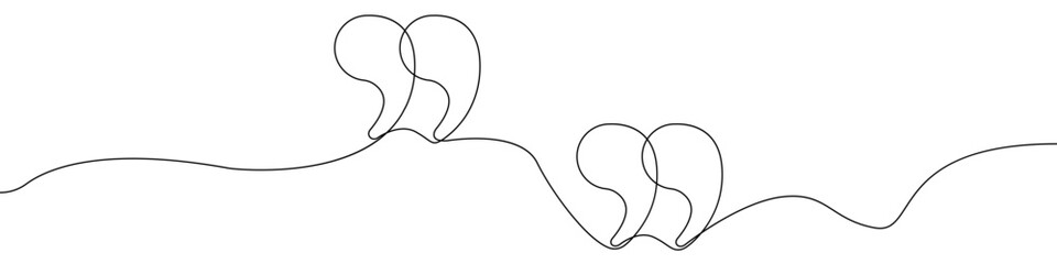 Poster - continuous line drawing of quotes vector. icon linear sign quote vector. one continuous line of quot