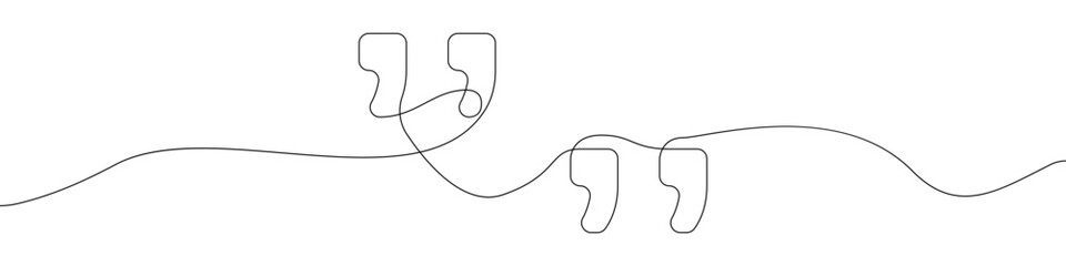 Poster - continuous line drawing of quotes vector. icon linear sign quote vector. one continuous line of quot